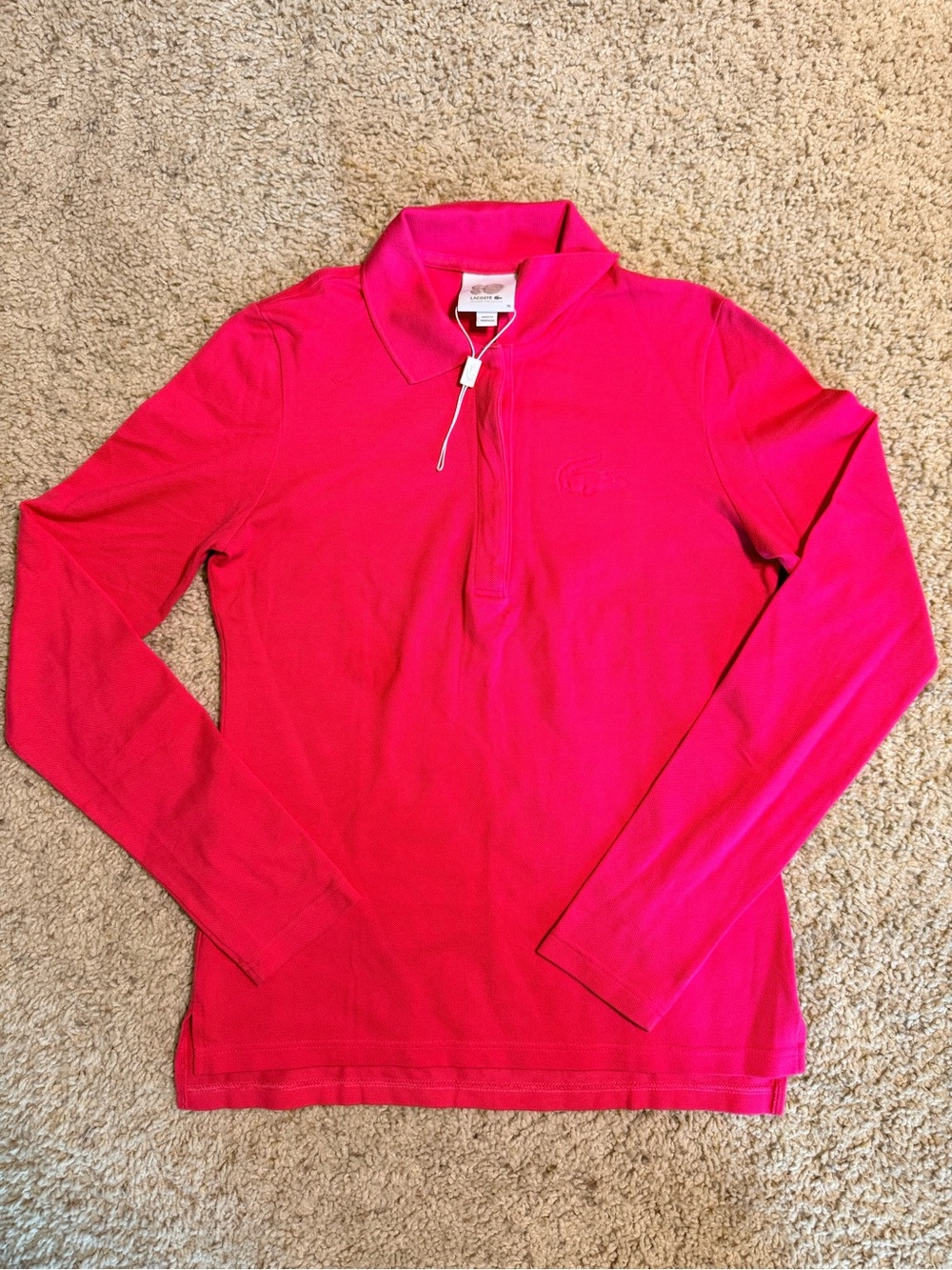 Lacoste Women’s Long Sleeve Polo Shirt Pink Size 36